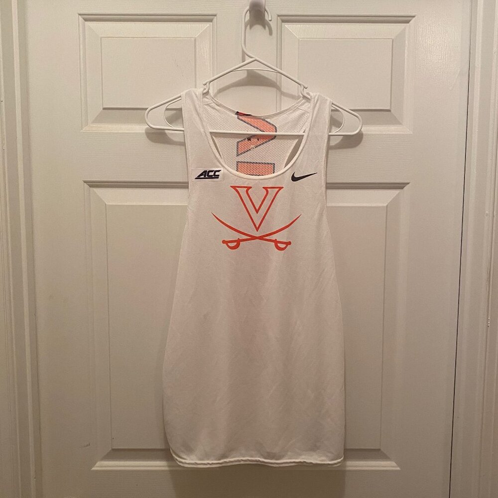 Virginia UVA Cavaliers Men's Track Team Issued Nike White Orange Tank Top XL